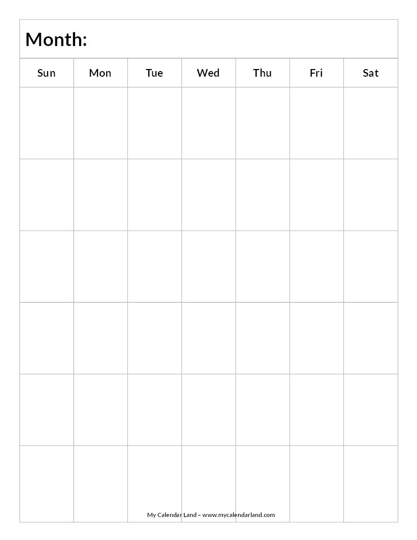 6 Week Blank Calendar Template