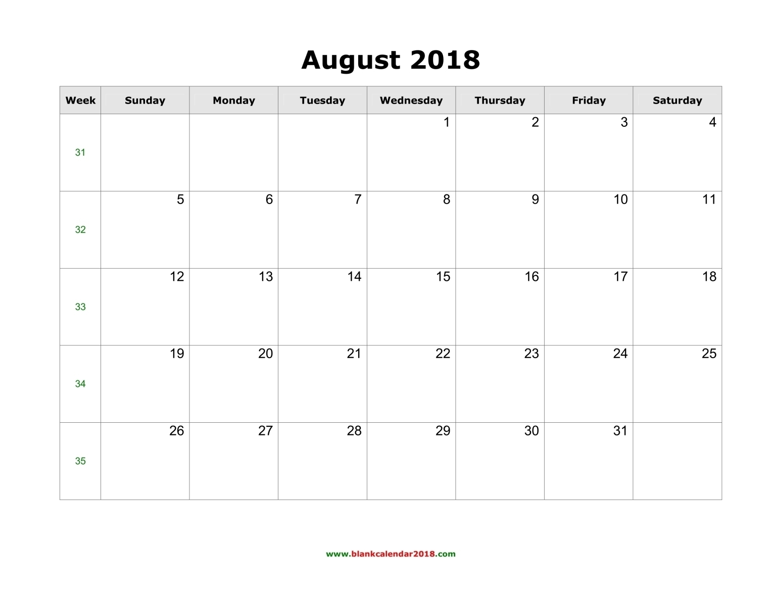 Blank Calendar For August 2018 with 3 Month Printable Calendar Online August