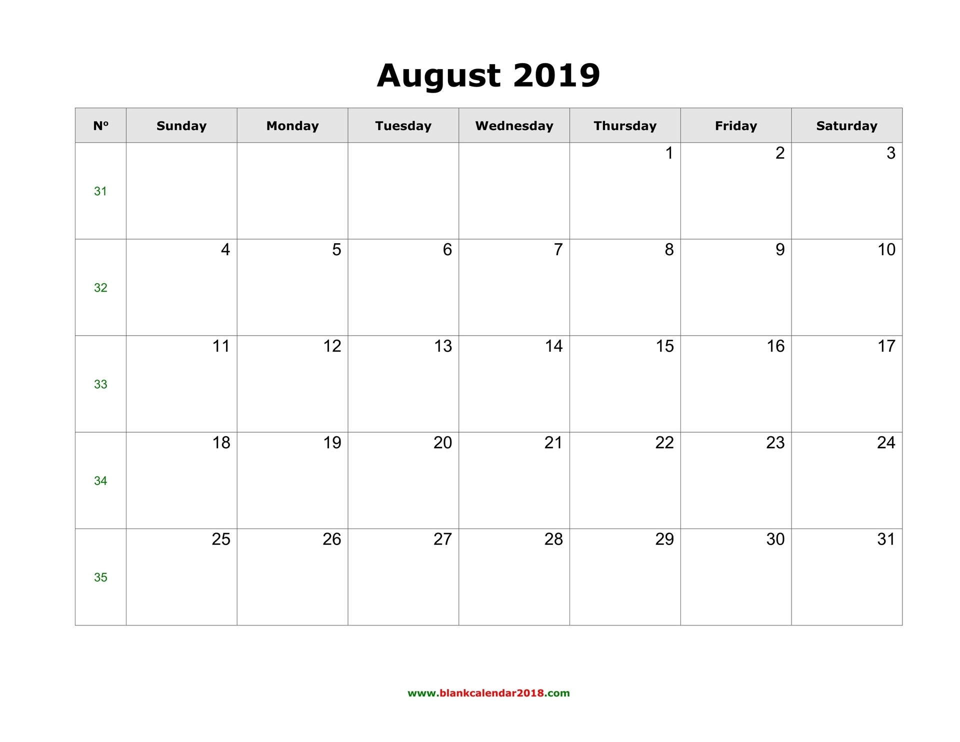 Blank Calendar For August 2019 with Month Of August Calendar With Lines