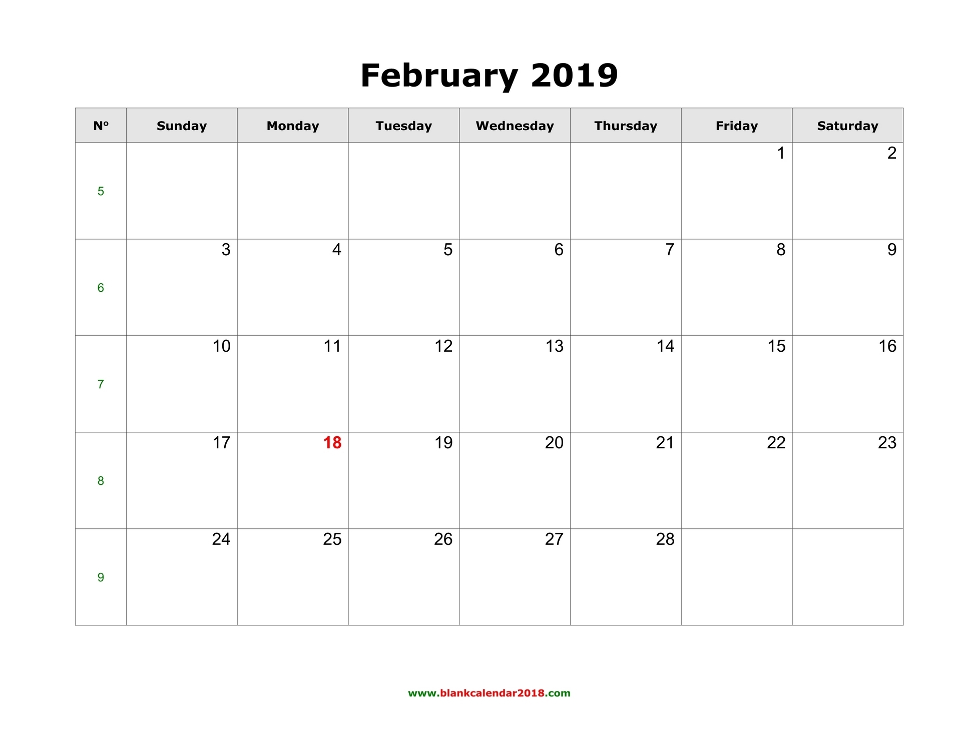 Blank Calendar For February 2019 throughout Basic Monthly Calendar For Editing