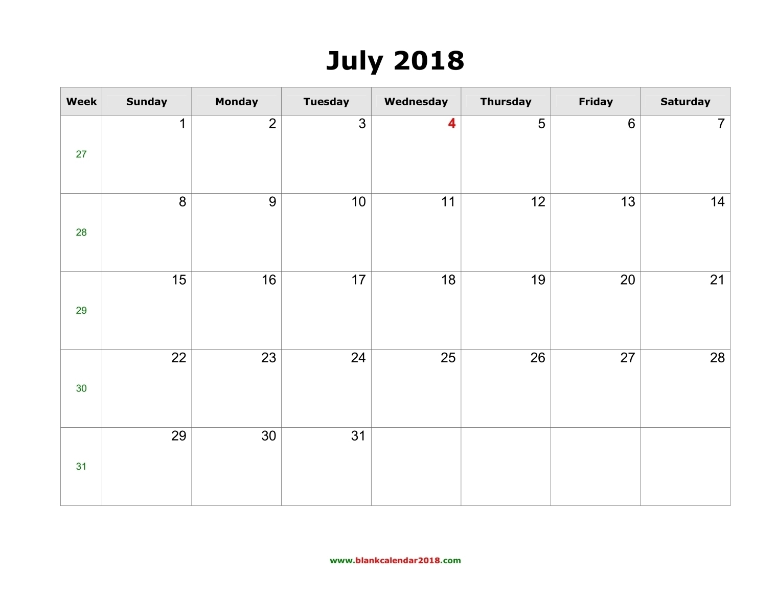 Blank Calendar For July 2018 regarding July And August Blank Calendar