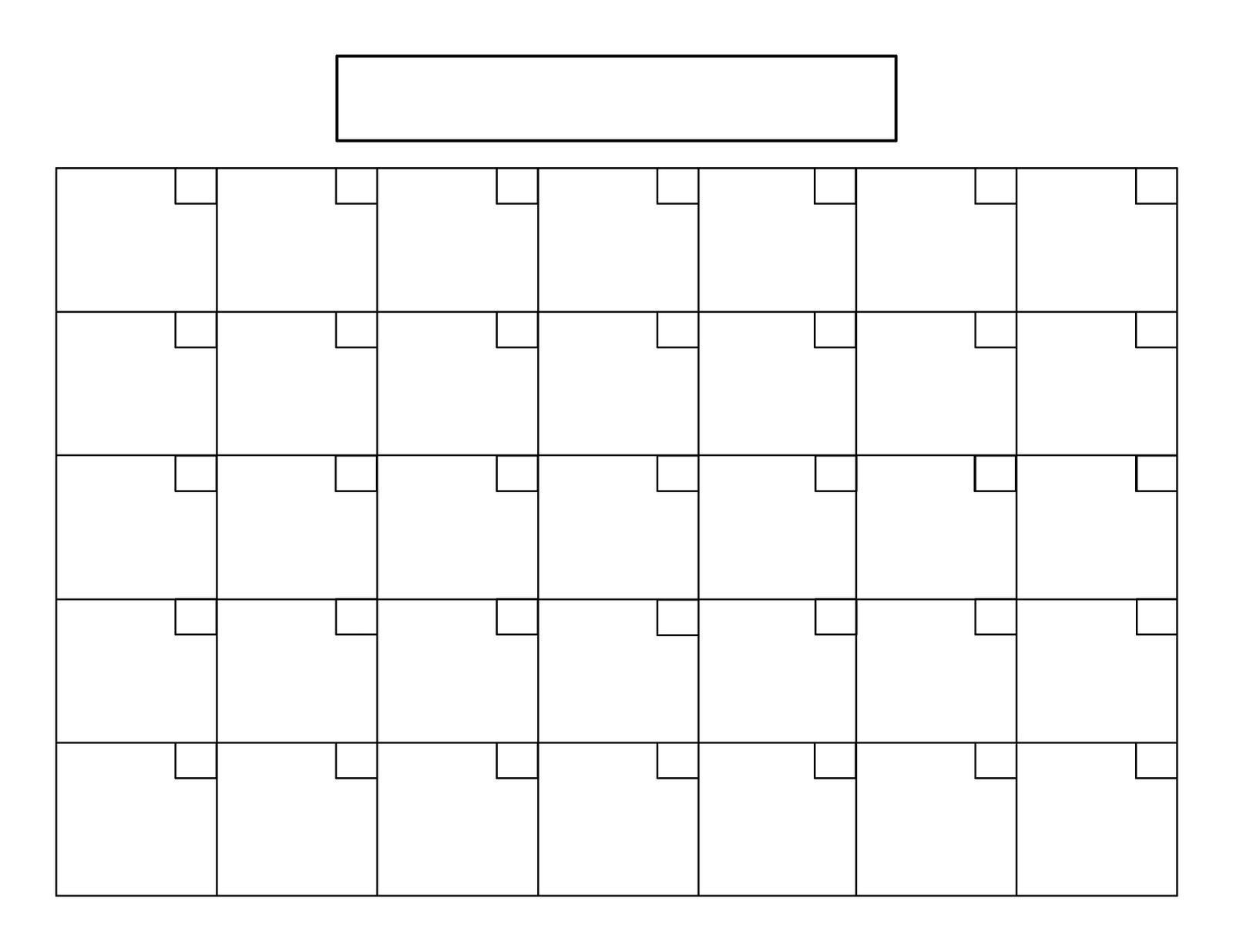 Blank Calendar Grid On 31 Day Calendar Template - Free Calendar for 31 Day Month Calendar Printable