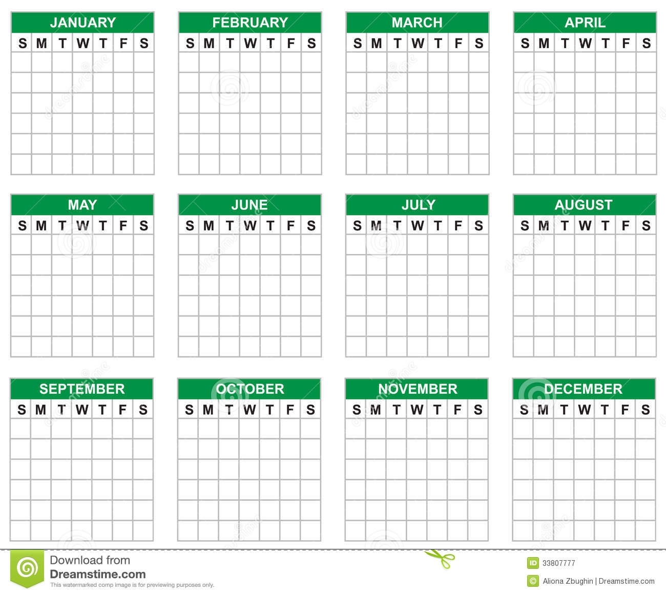 Calendario Mensual En Blanco Monthly Calendars White 1772