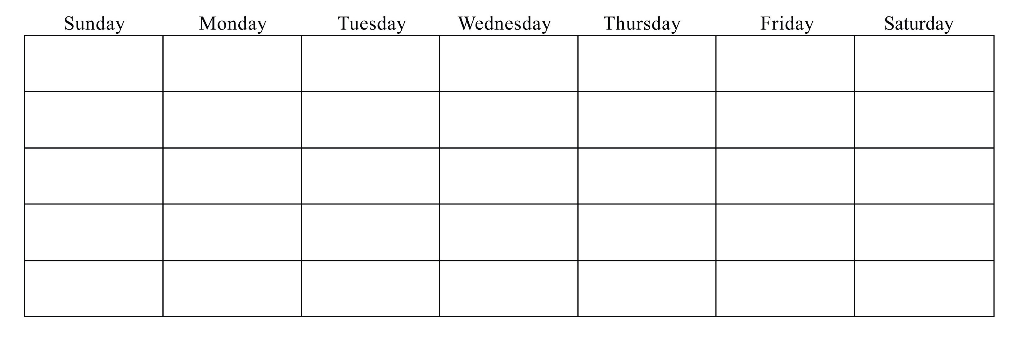 Blank Days Of The Week Calendar