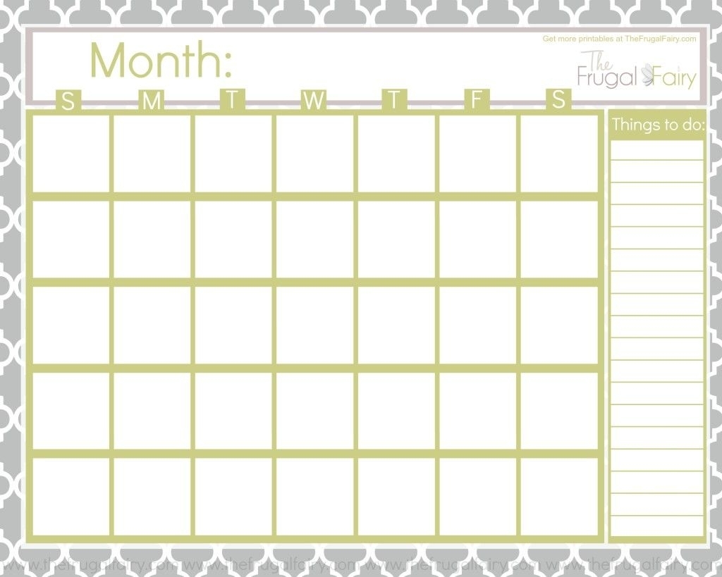 Blank Bill Calendar Printable Colorful