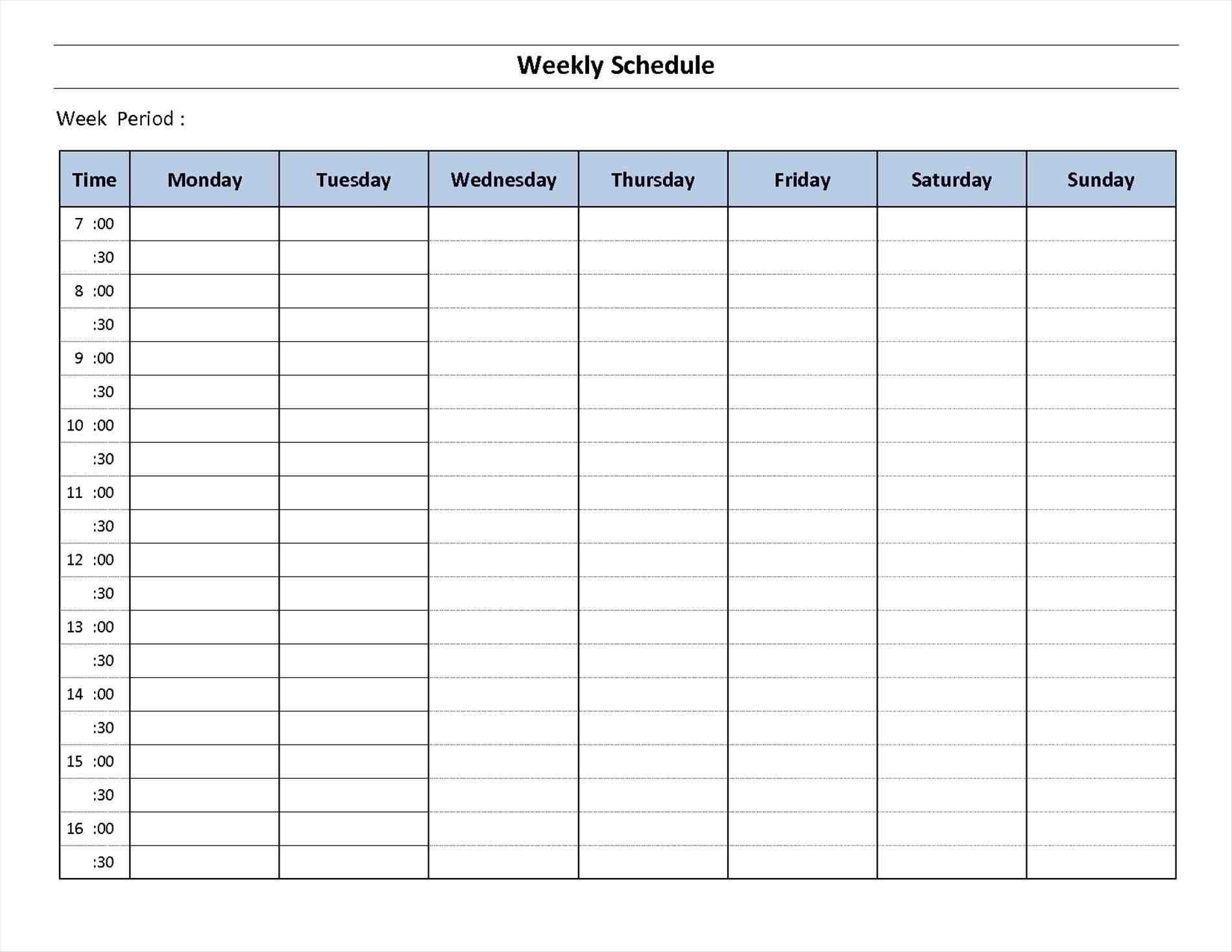 Blank Day Week Calendar Template | Smorad within Day 7 Weekly Planner Template