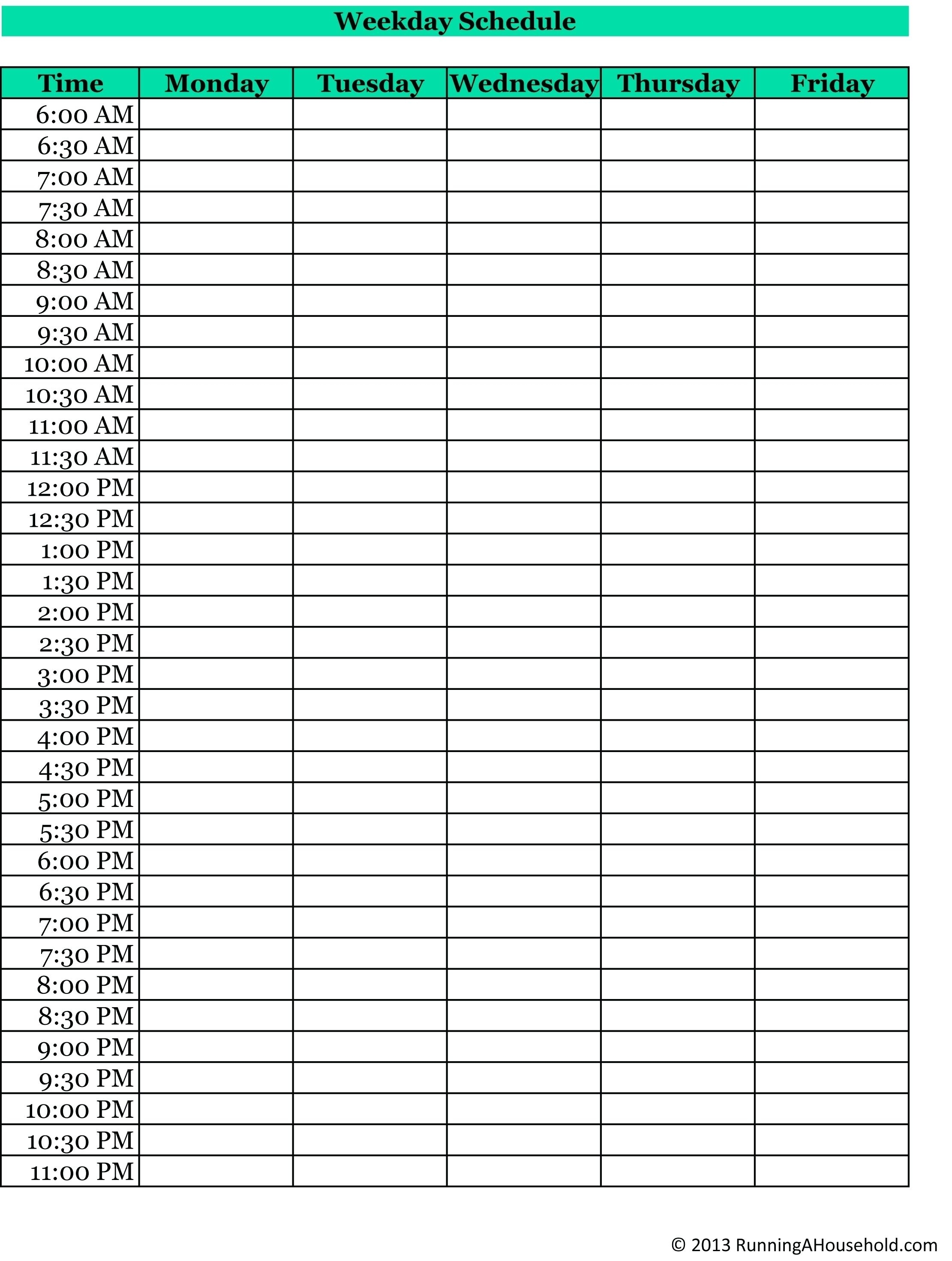 Blank Hourly Schedule Template Printable Hour Pdf Calendar Free throughout Free Calendar Templates For The Blind