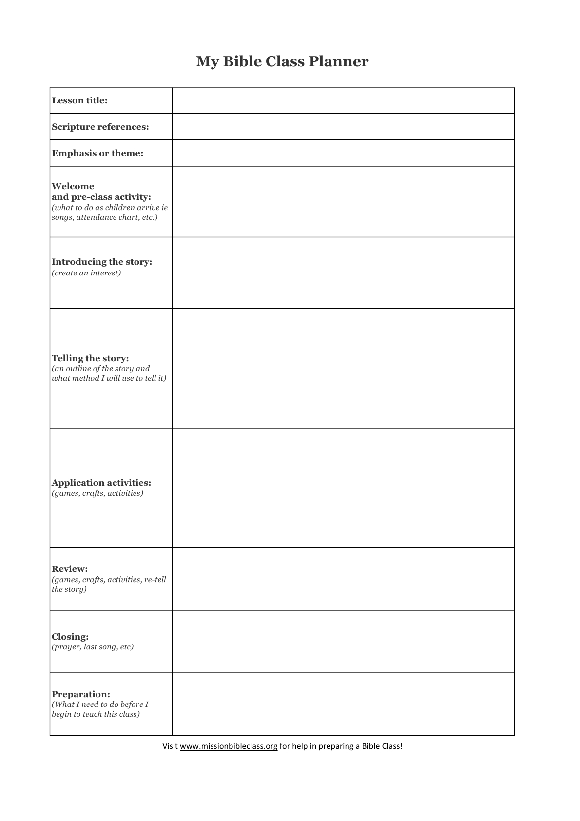 Blank Lesson Plan Templates To Print | Lesson Planning | Blank for Template For Monthly Calendar Lesson Plans For Childrens Church