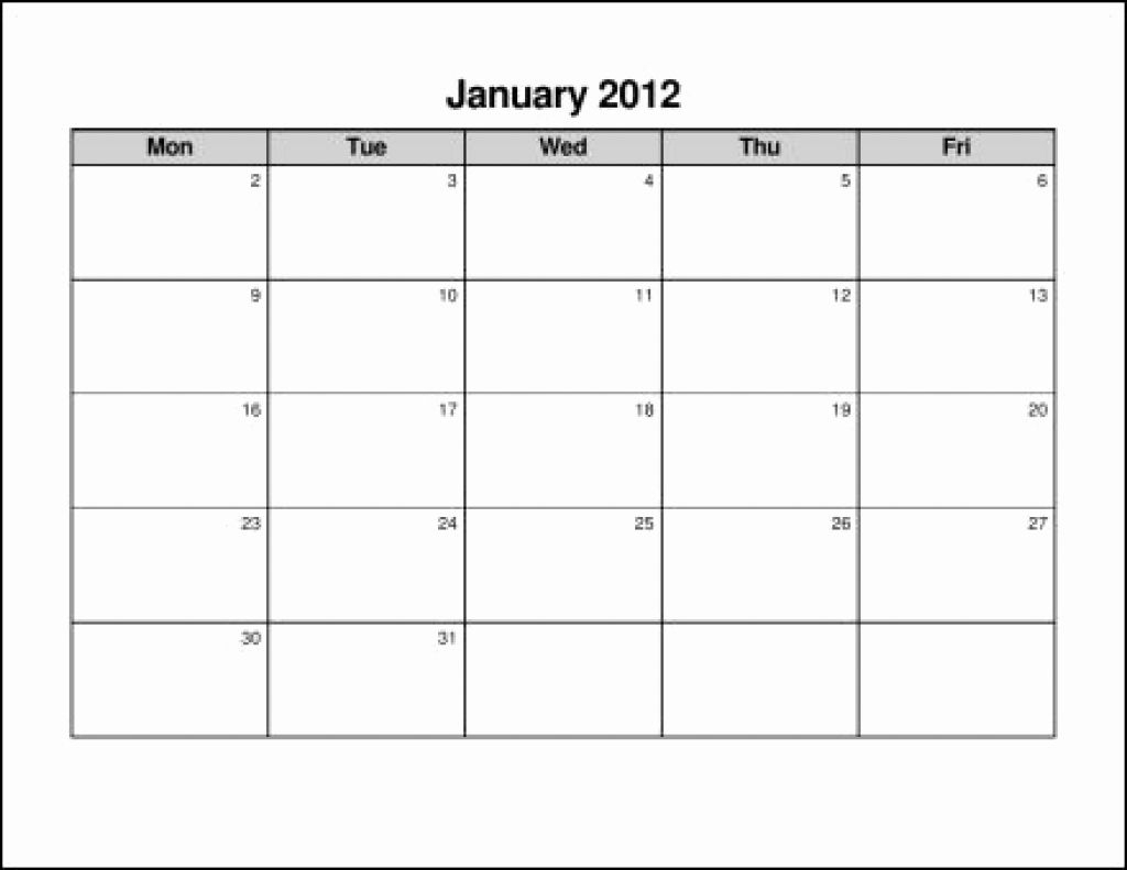 Blank Monday Through Friday Calendar Printable Mon Friday Calendar regarding Monday Thru Friday Calendar Template