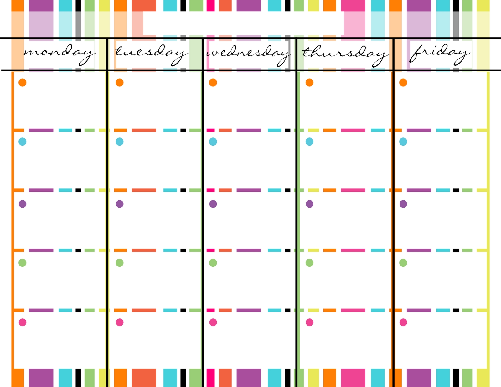 Blank Monday Through Friday Printable Calendar | School | Weekly with Monday Through Friday Weekly Calendar