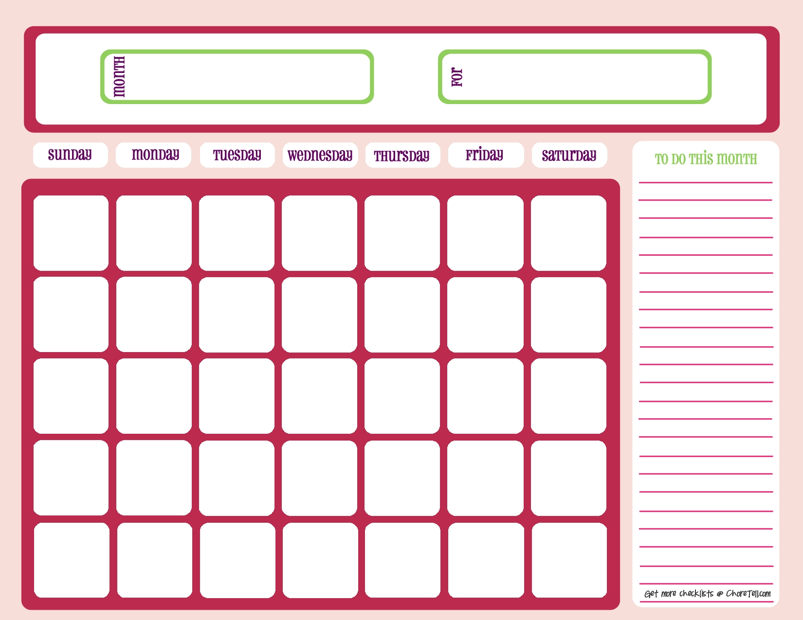 monthly calendars to print colorful free printable blank calendar