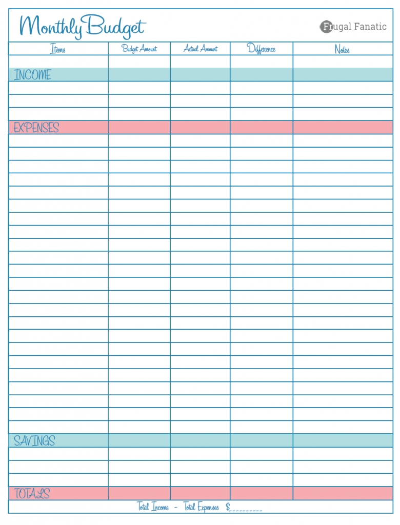 Blank Monthly Budget Worksheet - Frugal Fanatic in Blank Monthly Bill Payment Worksheet