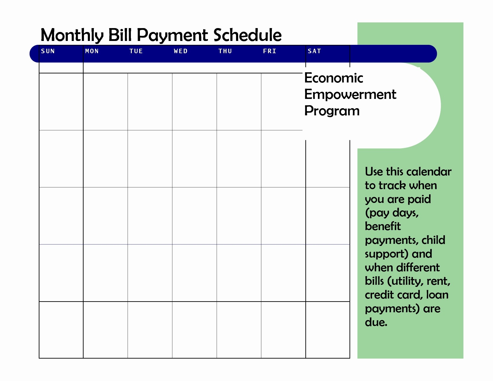 Blank Monthly Calendar For Bill Pay Printable Of Blank Monthly within Monthly Bill Payment Calendar Template