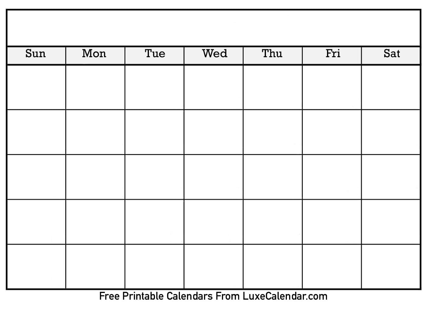 Blank Printable Calendar - Luxe Calendar for Printable Blank Monthly Calendar Template