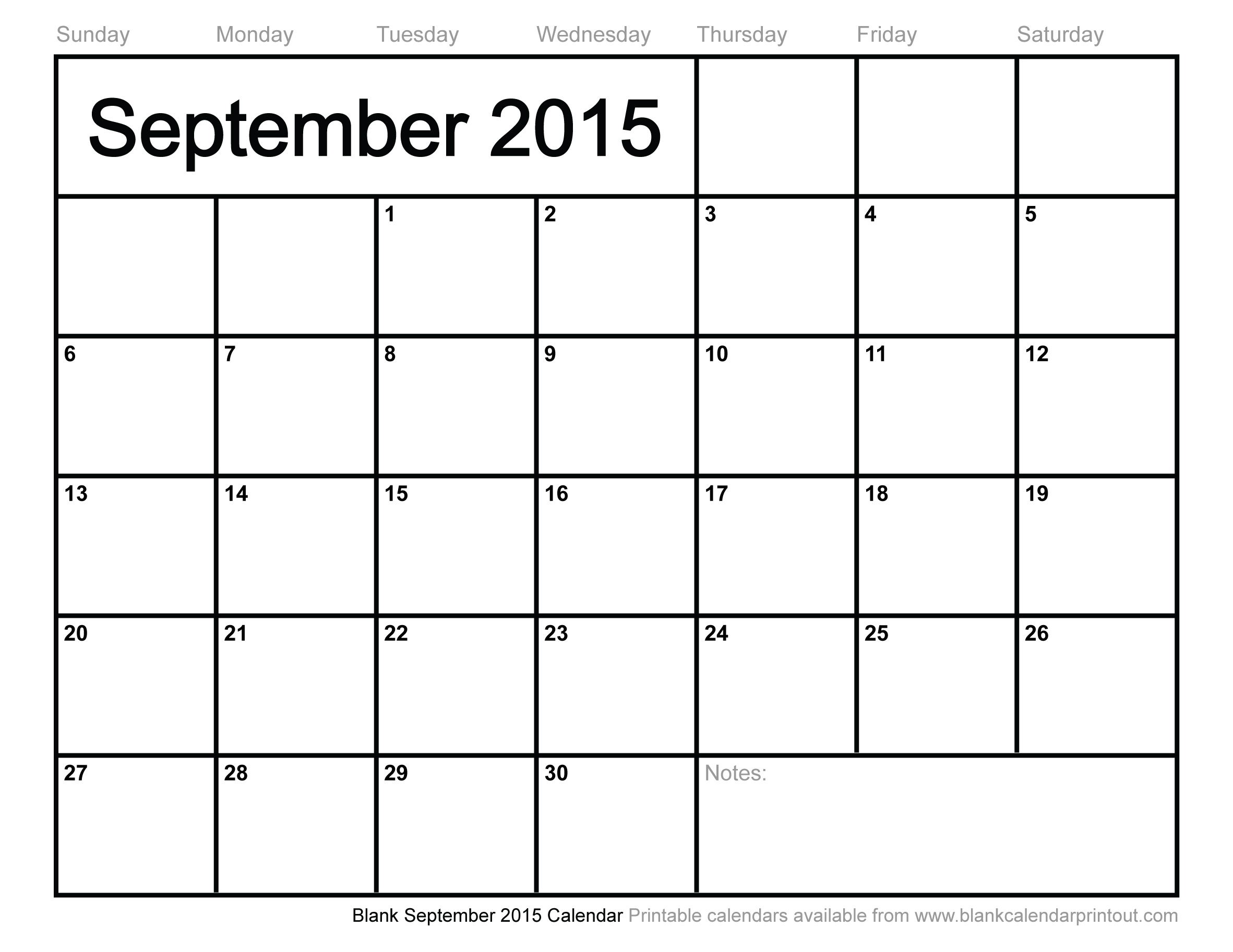 Blank September 2015 Calendar To Print throughout Calendar For Month Of September