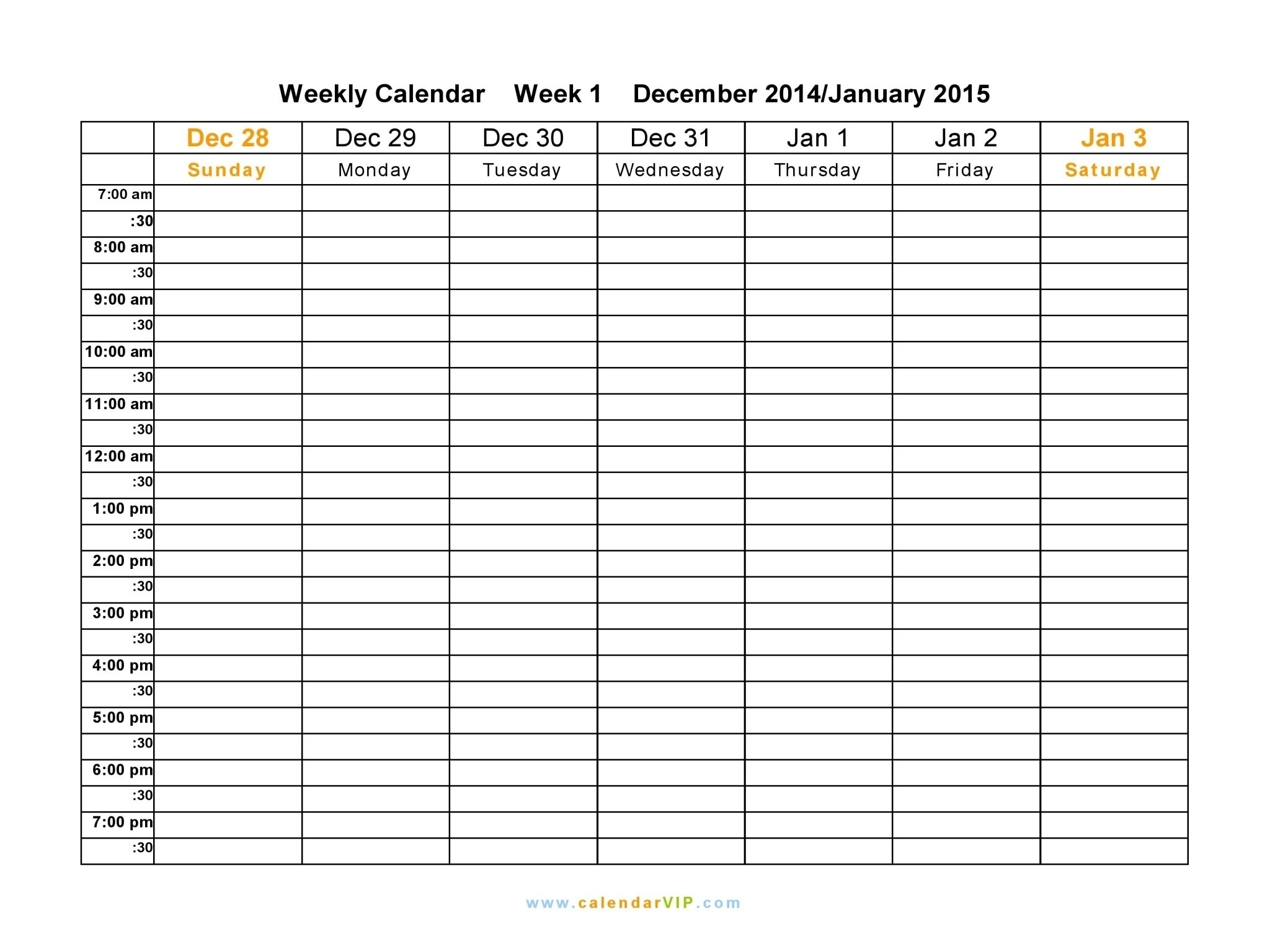 Blank Weekly Am/pm Schedule Template | Template Calendar Printable in Free Printable Weekly Schedule Template