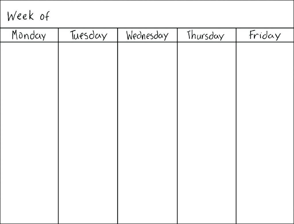 Blank Weekly Calendar Monday Through Friday Schedule Plate Perky E2 intended for Calendar Monday Through Friday Schedule