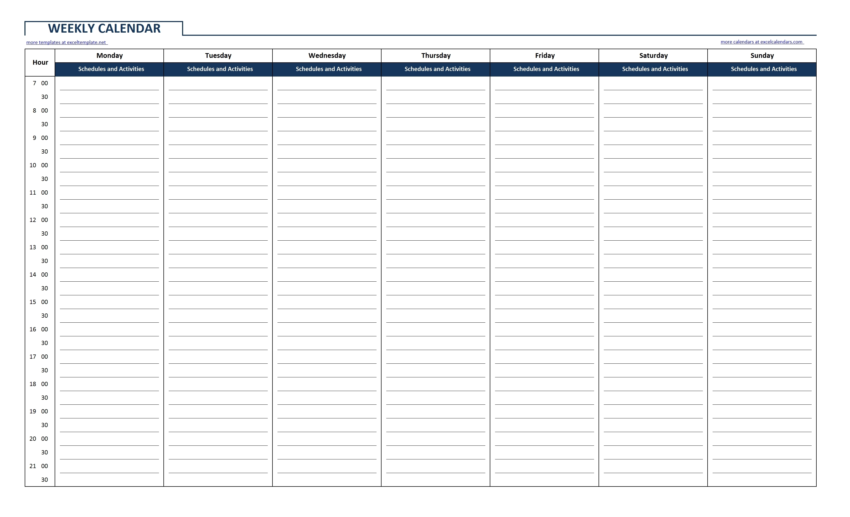 Blank Weekly Chedule With Times Download Them Or Print Calendar with regard to Weekly Schedule With Blank Time Slots