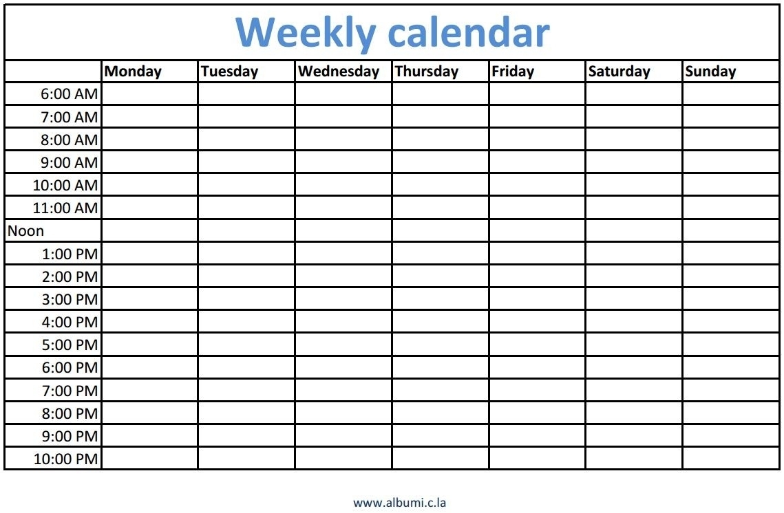 Blank Y Calendar With Times Schedule Template Free Printable Time within Blank Week Calender With Times