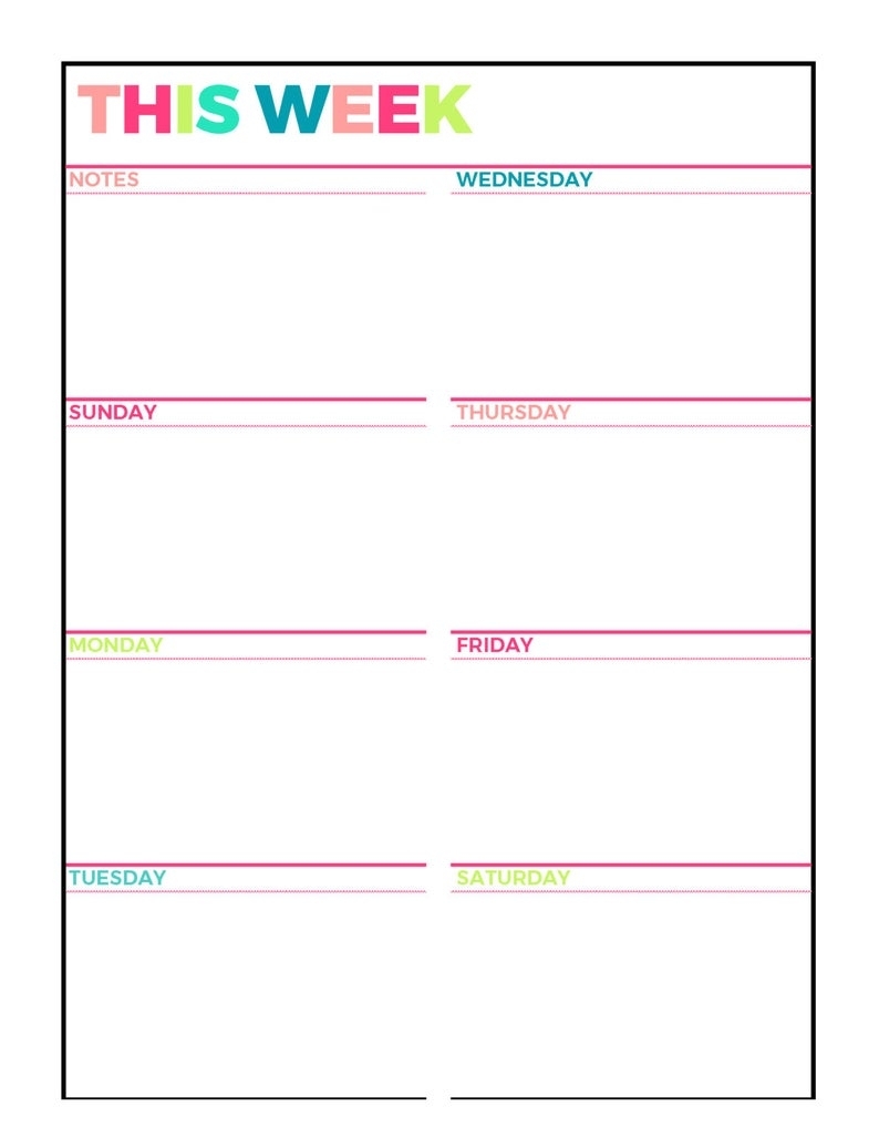 monday to friday weekly planner calendar inspiration design