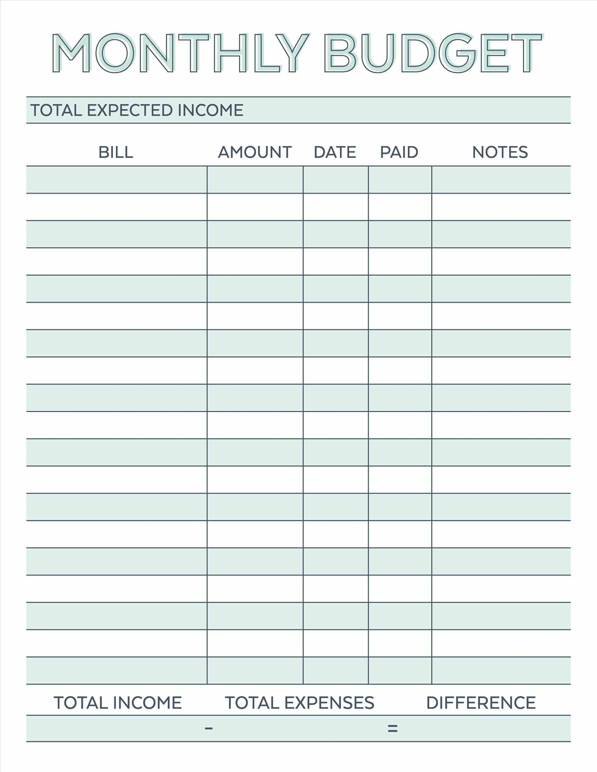 Budget Planner Planner Worksheet Monthly Bills Template Free - Free inside Blank Monthly Bill Payment Worksheet