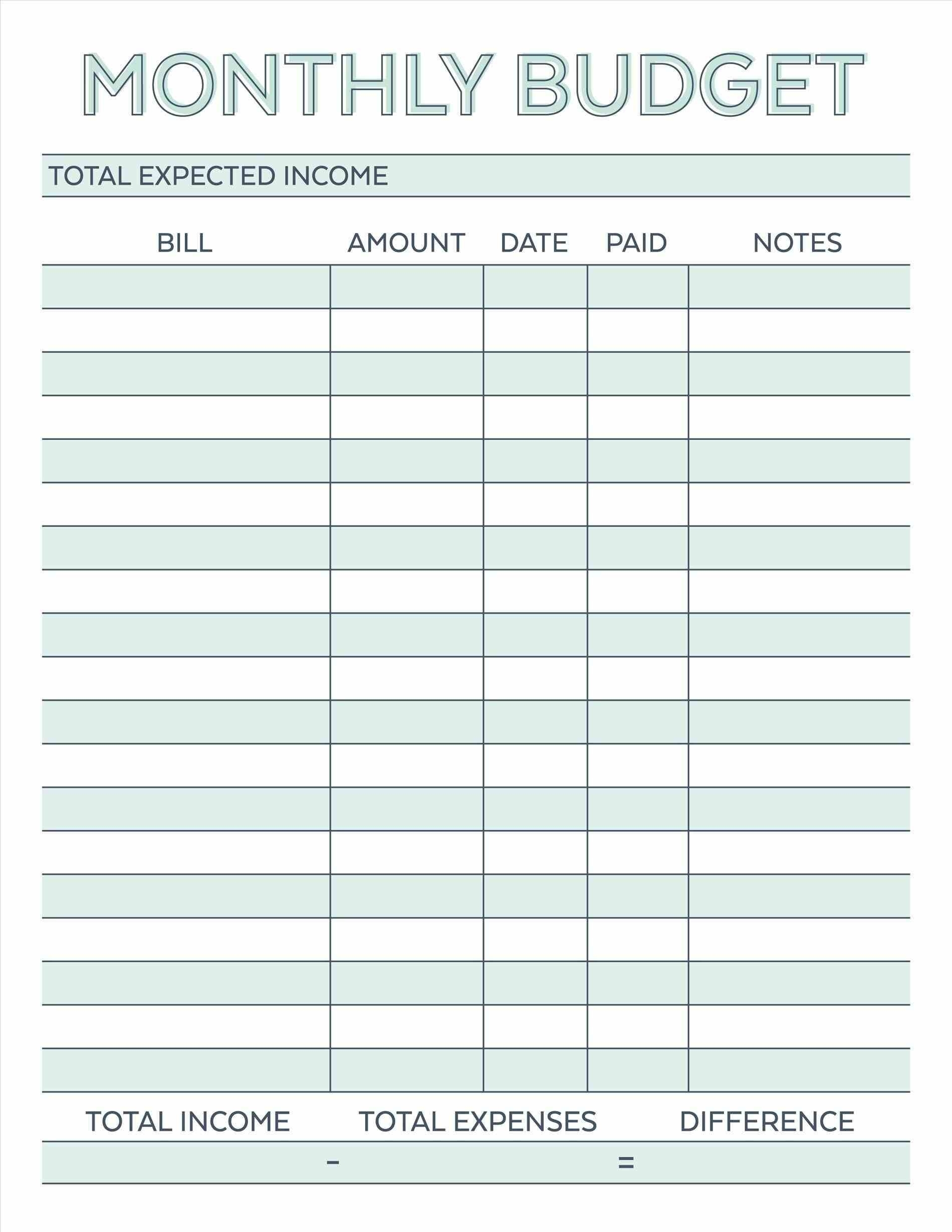 Free Printables For Monthly Bills