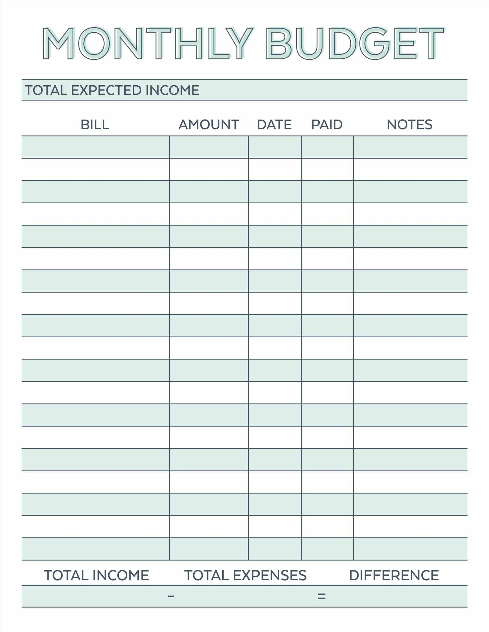 Budget Planner Planner Worksheet Monthly Bills Template Free in Monthly Bills Due List Printable