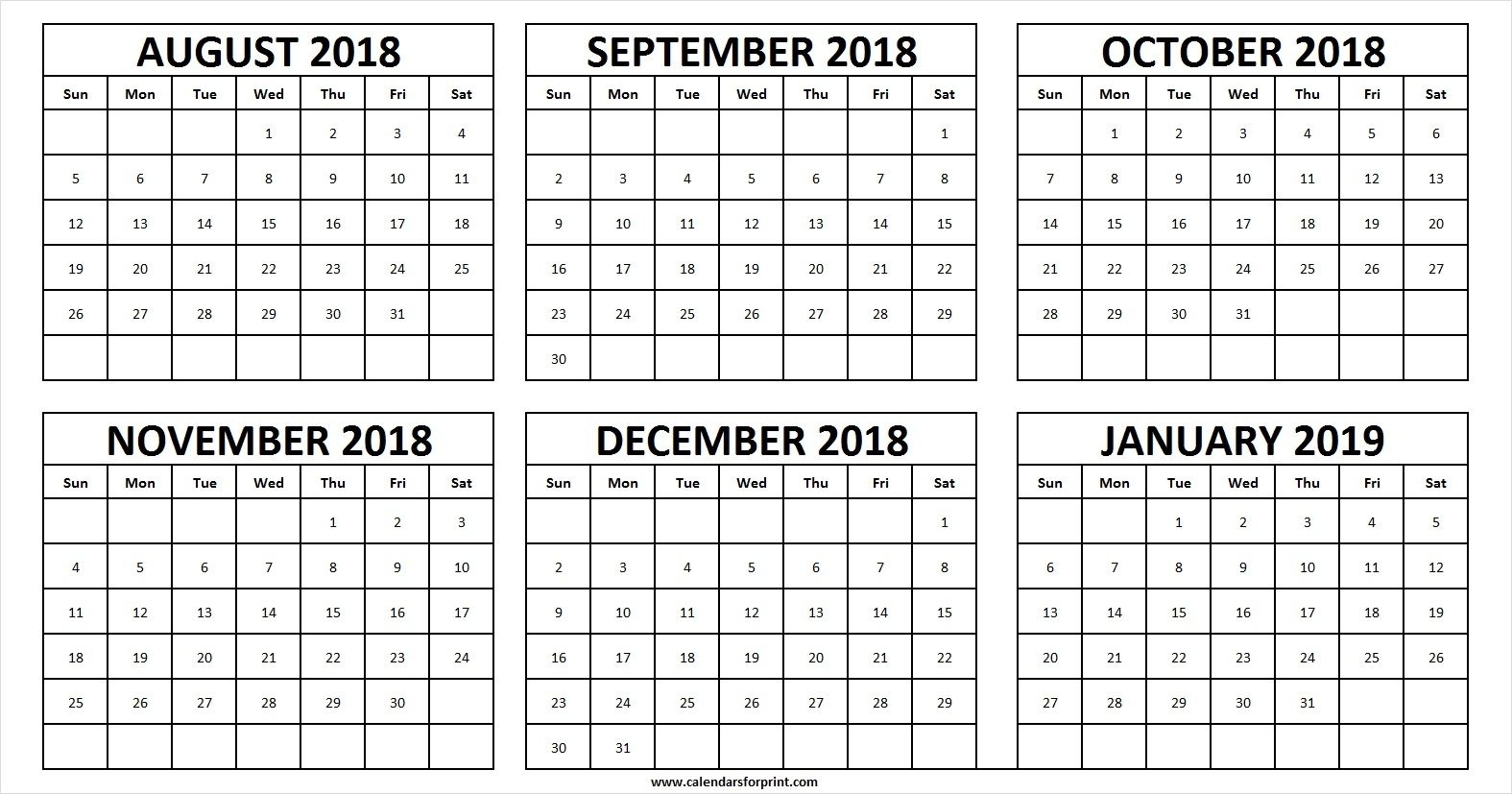 Calander From August December