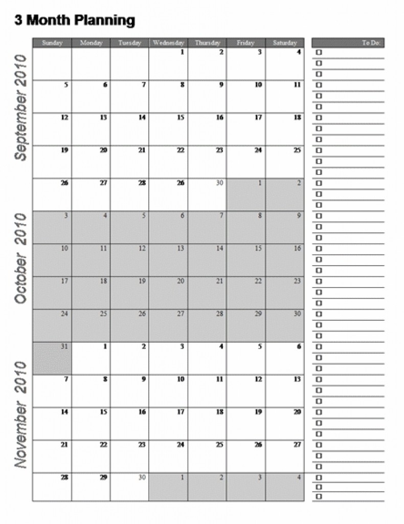 Calendar 2018 Template 3 Months Per Page Seven Photo Throughout with regard to Calender For Last 3 Months