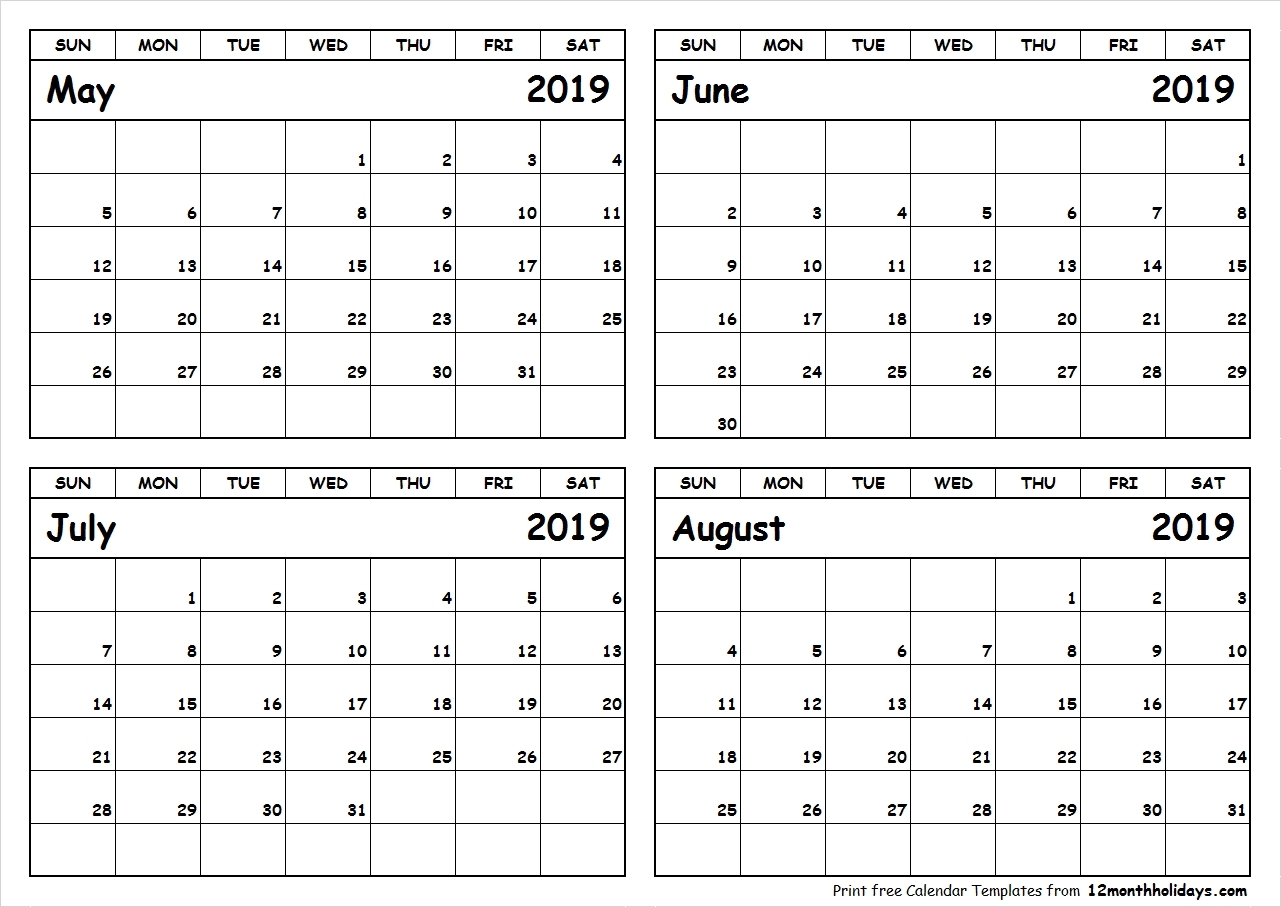 Calendar 2019 May June July | Template Calendar Printable intended for Printable Calendar For May June July