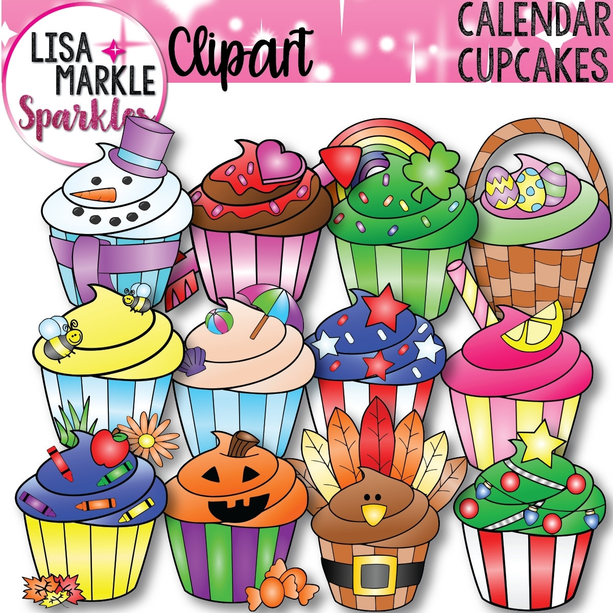 Calendar Clipart Cupcake Clipart Seasonal Clipart Holiday | Etsy inside Holiday Themed Cupcake Templates For Calendar