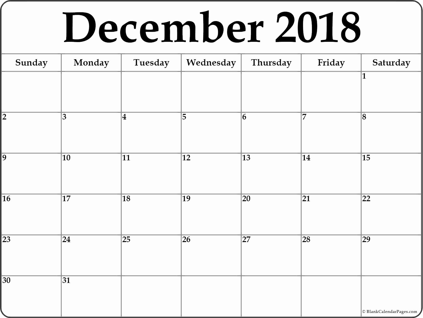 Calendar December 2018 And January 2019 | December 2018 Calendar inside Blank Calendar For November And December