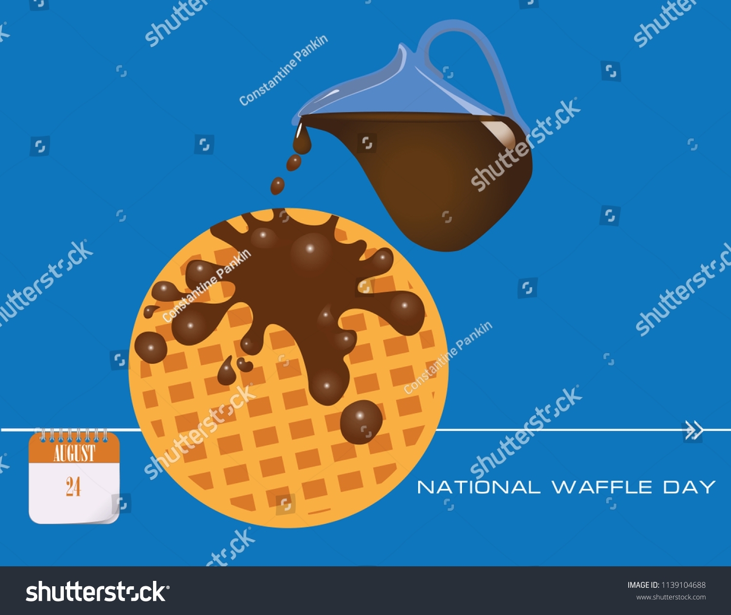 Calendar Events August Congratulations National Waffle Stock Vector throughout August National Food Day Calendar