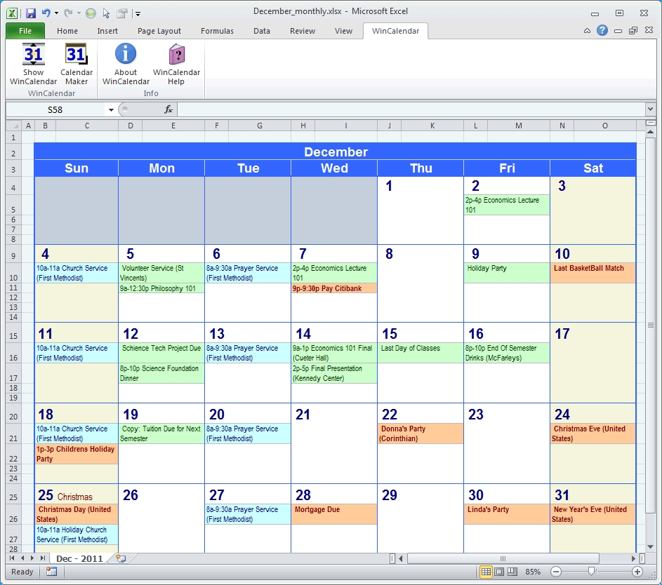 Calendar Maker Creator For Word And Excel Ft Scheduling Database in Outlook 2007 Calendar Event Template