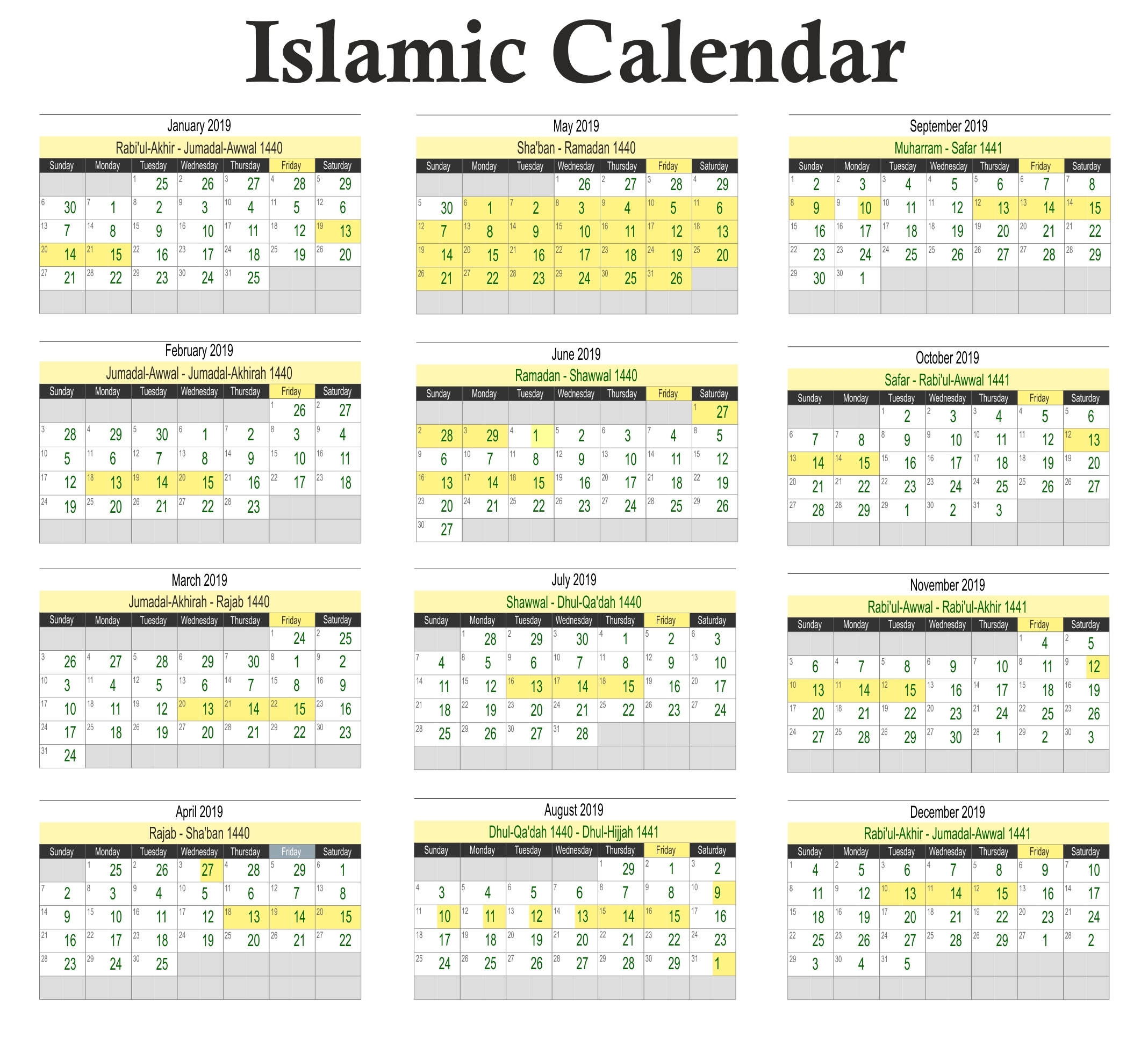 Calendar Muslim Holidays 2019 • Printable Blank Calendar Template regarding Islamic Calendar For The Philippines