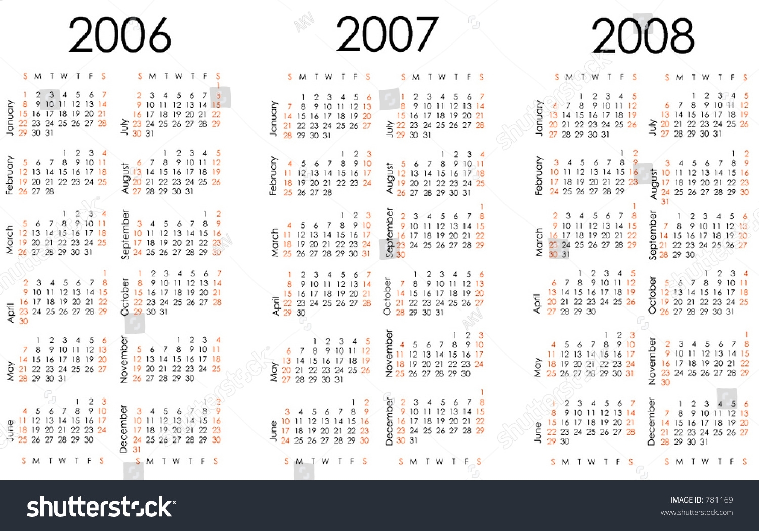 Calendar Next Three Years All Numbers Stock Vector (Royalty Free pertaining to Calendar With All The Years