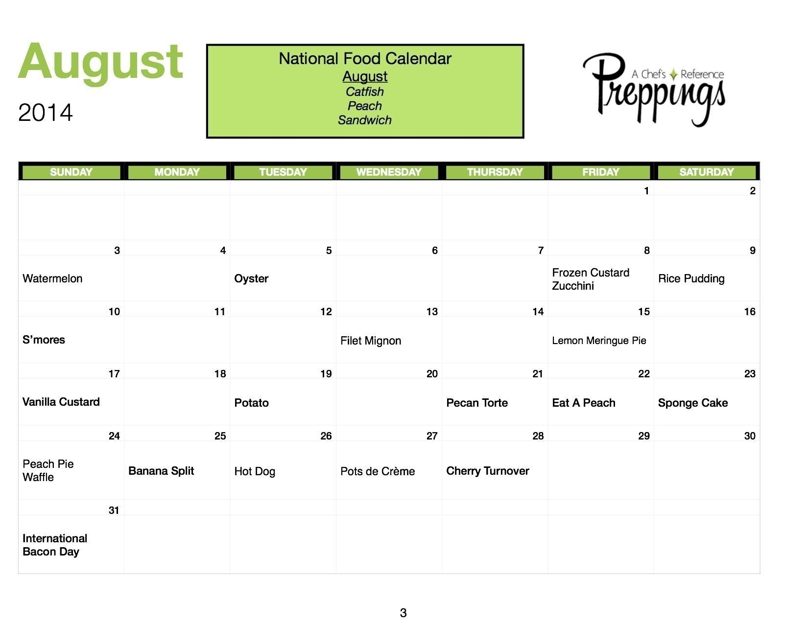 Calendar Of All National Days August