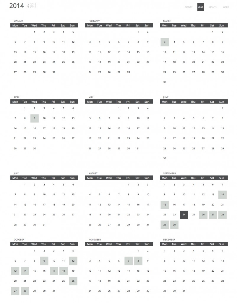 Year At A View Calendar