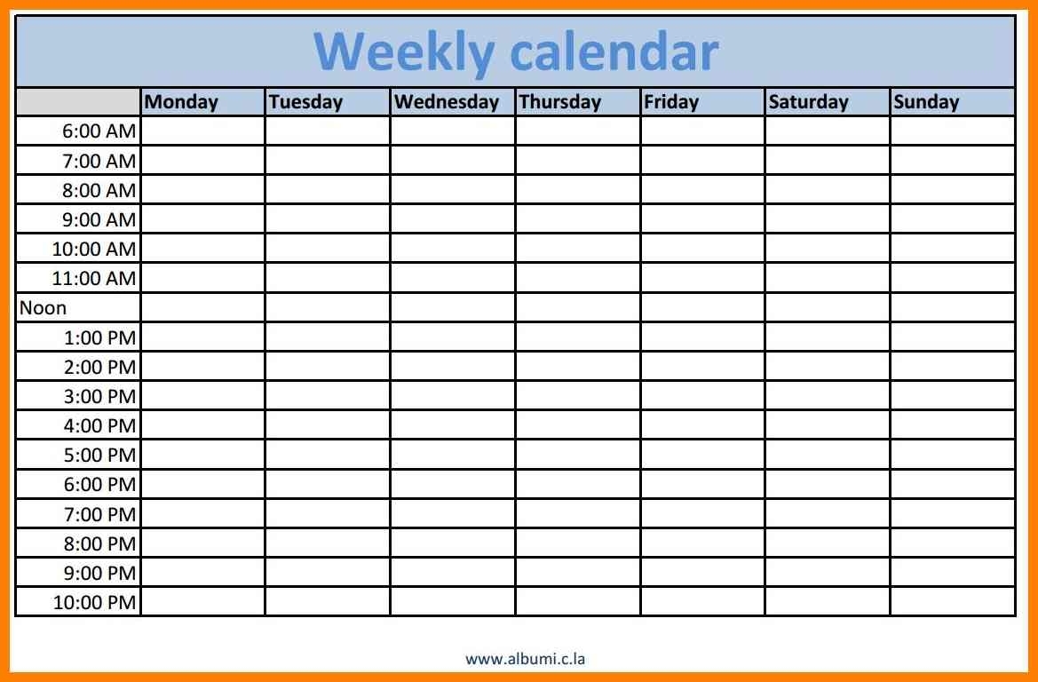 Calendar With Time Slots - Maco.palmex.co with Weekly Planner Template With Time Slots