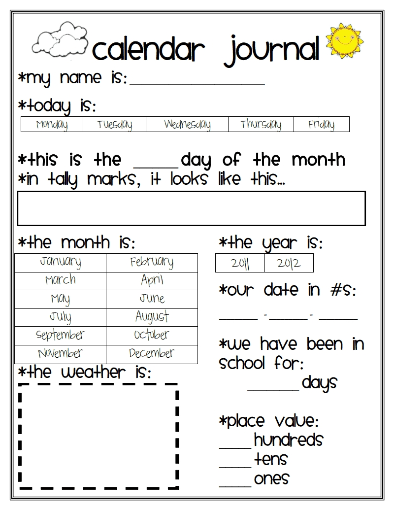 Calendar_Journal Pdf - Circle Day Of The Week And Month. Fill In regarding August Calendar For Second Graders To Fill In