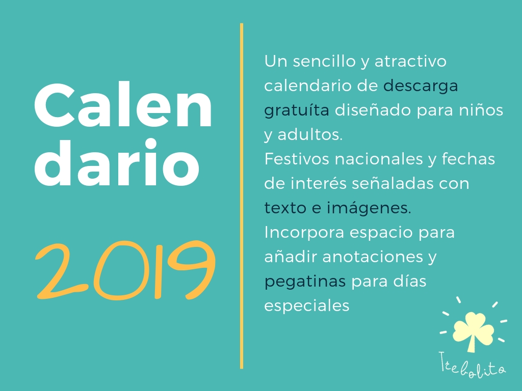 Calendario 2019: Con Imágenes, Pegatinas Y Festivos - Trebolito for Imagen De Tachar Dias En Almanaque
