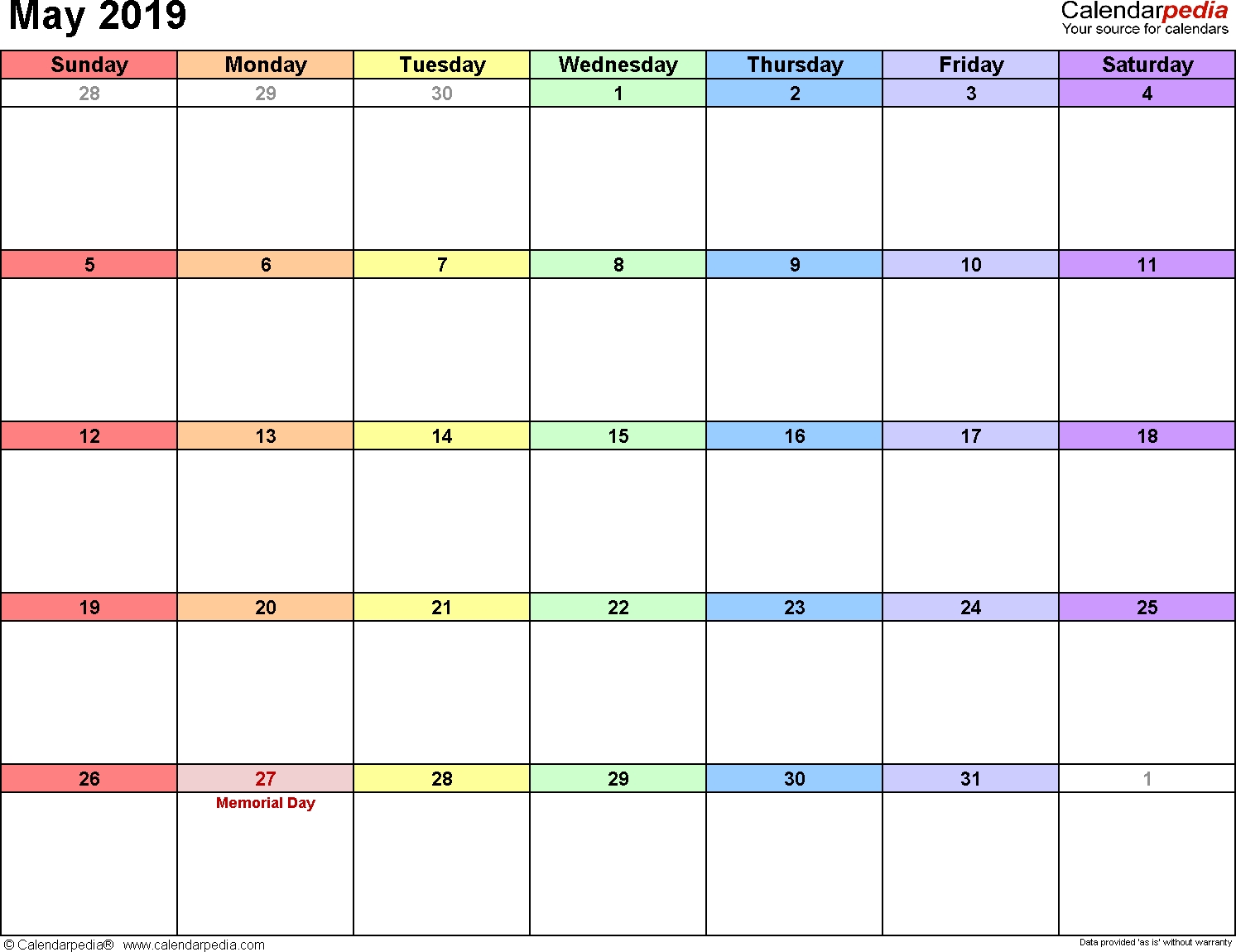 Monthly Calendars To Print Colorful