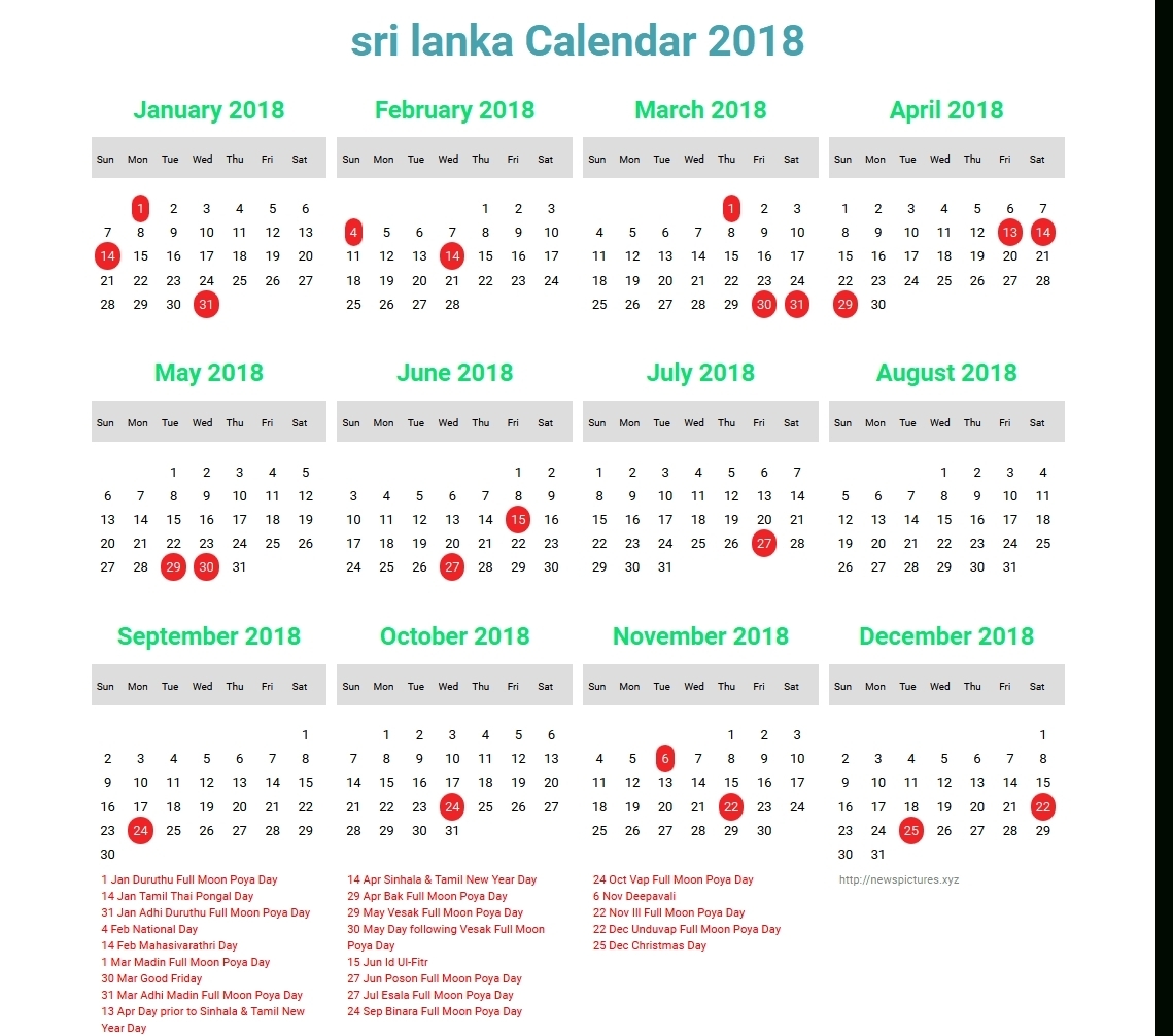 Liturgical Calendar In Sri Lanka