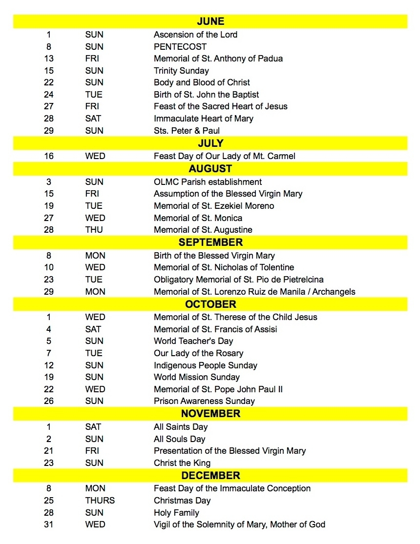 Catholic Liturgical Calendar #3 with Catholic Liturgical Calendar For Students