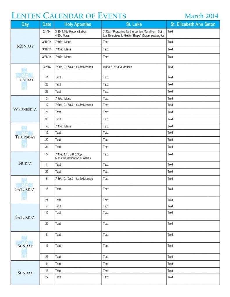 Church Calendar Of Events Template | Template Calendar Printable within Church Calendar Of Events Template