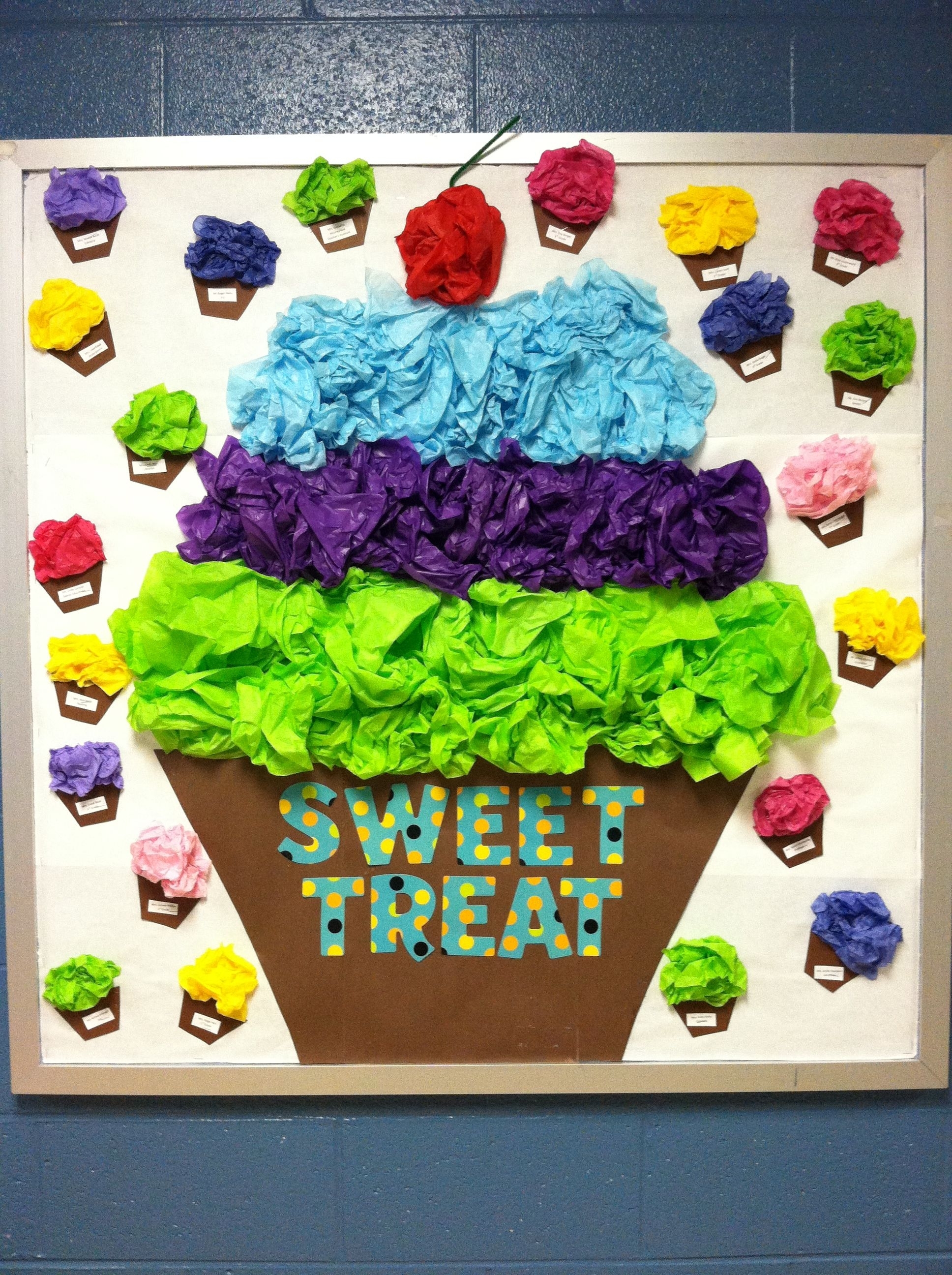 Class Room Bulletin Board. Sweet Treat. Cupcake. | Connie&#039;s Class for Cup Cake For Classroom Birthday