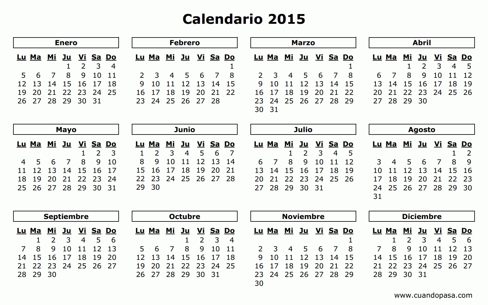 Colección De Calendario 2015 Para Imprimir with Calendario 2015 Para Imprimir Pdf