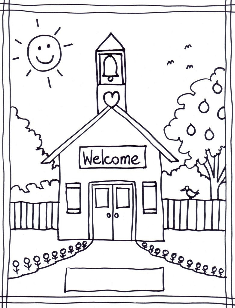 Coloring Pages Of School House | Coloring Pages Wallpaper | Teaching regarding Grade R Cover Page Colouring Page