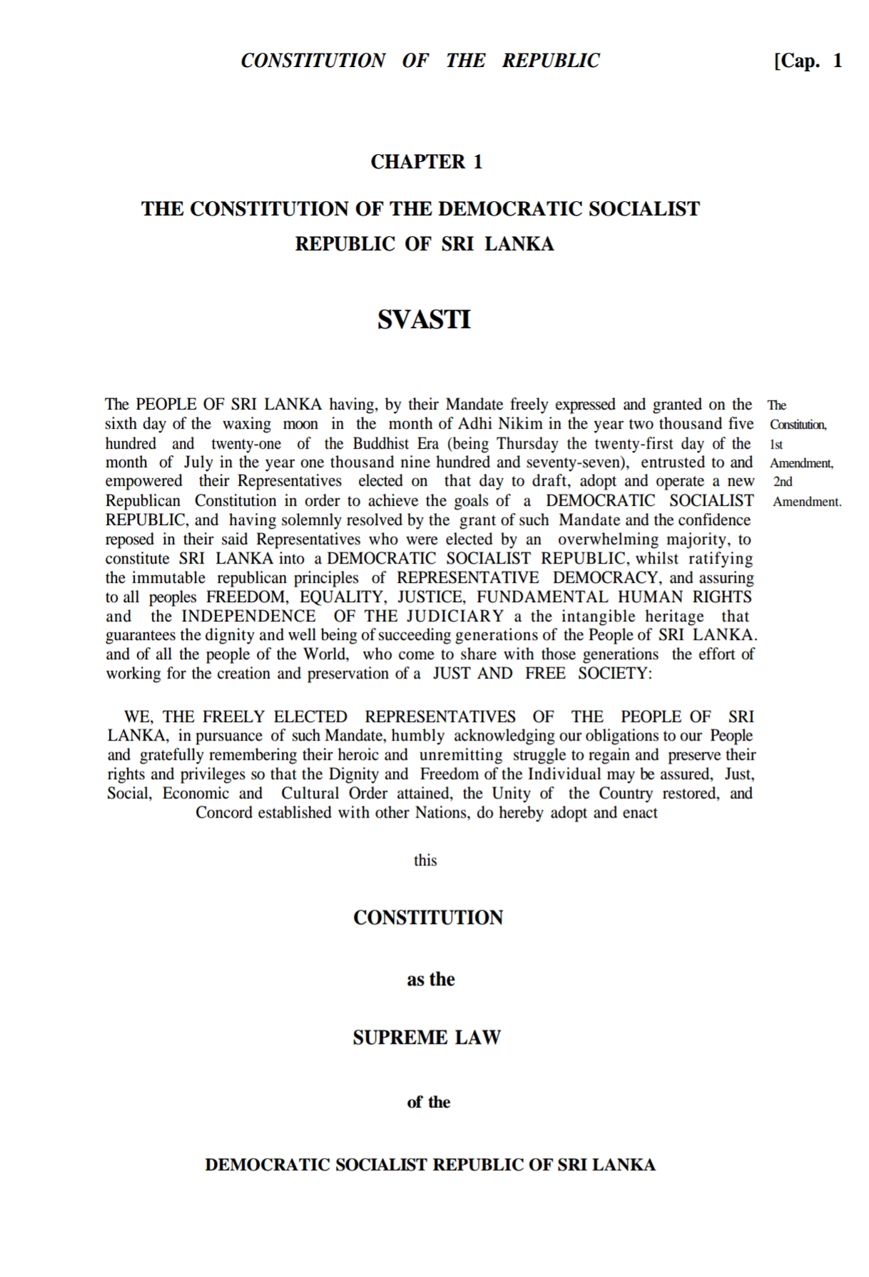 Constitution Of Sri Lanka - Wikipedia within 18 August 1987 In Sri Lanka