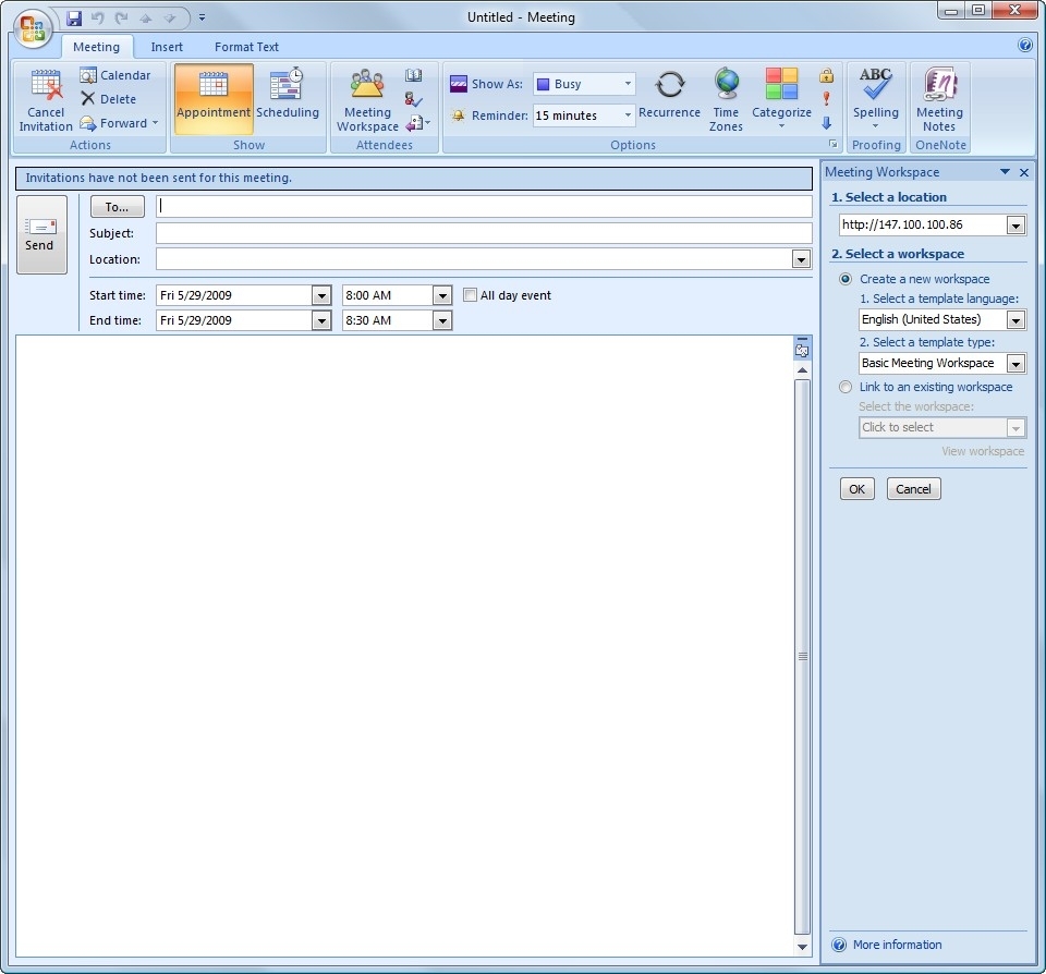 Creating Meeting Workspaces In Moss 2007 And Outlook 2007 for Outlook 2007 Calendar Event Template